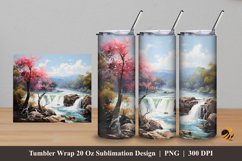 Waterfall View Tumbler Wrap Sublimation Design 5 Product Image 1