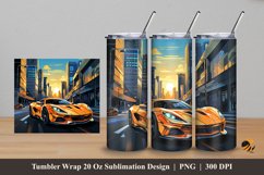 Sport Car At City Tumbler Wrap Sublimation Design 5 Product Image 1