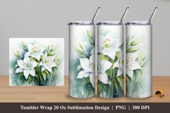 Amaryllis Flower Tumbler Wrap Sublimation Design 5 Product Image 1
