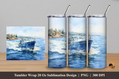 Speedboat Tumbler Wrap Sublimation Design 5 Product Image 1