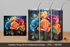 Rose And Dew Tumbler Wrap Sublimation Design 5 Product Image 1