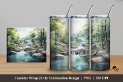 Nature River Tumbler Wrap Sublimation Design 5 Product Image 1