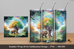 Rainbow Elephant Tumbler Wrap Sublimation Design 5 Product Image 1