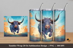 Bull Jumps Tumbler Wrap Sublimation Design 5 Product Image 1