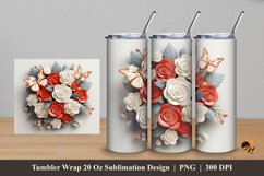 Beauty 3D Rose Tumbler Wrap Sublimation Design 5 Product Image 1