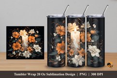 Romantic Candle Tumbler Wrap Sublimation Design 5 Product Image 1