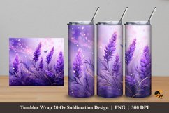 Lavender Floral Tumbler Wrap Sublimation Design 5 Product Image 1
