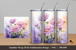 Aster Flower Tumbler Wrap Sublimation Design 5 Product Image 1