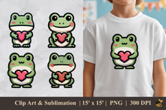 Cute Frog Holding A Heart DTF Sublimation Clipart Design Product Image 1