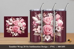 Pink Queen Rose Tumbler Wrap Sublimation Design 5 Product Image 1