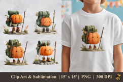 Cute Pumpkin Hiking DTF Sublimation Clipart Design Product Image 1