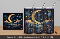 Night Illustration Tumbler Wrap Sublimation Design 5 Product Image 1