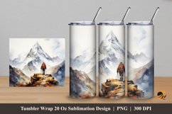 Mountain Climbing Tumbler Wrap Sublimation Design 5 Product Image 1