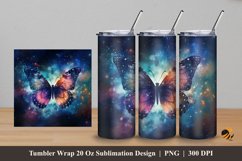 Butterfly Nebula Tumbler Wrap Sublimation Design 5 Product Image 1