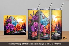 Outdoor Flower Tumbler Wrap Sublimation Design 5 Product Image 1
