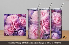 Pink Peony Flower Tumbler Wrap Sublimation Design 5 Product Image 1