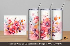 Painting Flower Tumbler Wrap Sublimation Design 5 Product Image 1