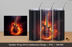 Burning Guitar Tumbler Wrap Sublimation Design 5 Product Image 1