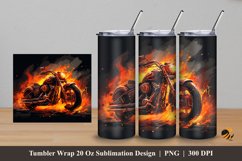 Burning Motorbike Tumbler Wrap Sublimation Design 5 Product Image 1
