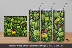 Vegetable Doodle Tumbler Wrap Sublimation Design 5 Product Image 1