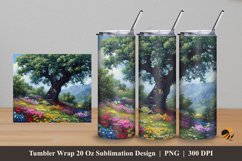 Beauty Garden Tree Tumbler Wrap Sublimation Design 5 Product Image 1