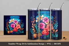 Flower and Jar Tumbler Wrap Sublimation Design 5 Product Image 1
