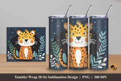 Cute Jaguar Tumbler Wrap Sublimation Design 5 Product Image 1