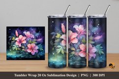 Nightploks Flower Tumbler Wrap Sublimation Design 5 Product Image 1