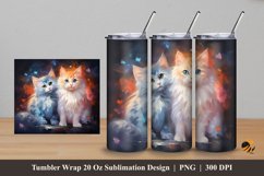 Cats Watercolor Tumbler Wrap Sublimation Design 5 Product Image 1