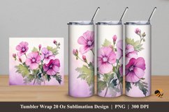 Mallow Flower Tumbler Wrap Sublimation Design 5 Product Image 1