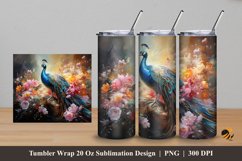 Flowering Peacock Tumbler Wrap Sublimation Design 5 Product Image 1