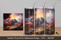 Volcanic Forest Tumbler Wrap Sublimation Design 5 Product Image 1