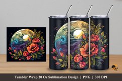 Handdrawn Moon Flower Tumbler Wrap Sublimation Design 5 Product Image 1