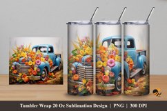 Car Flowers Tumbler Wrap Sublimation Design 5 Product Image 1