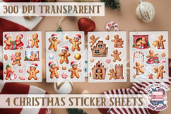 Christmas Gingerbread mans Watercolor Sticker Sheet Winter Product Image 1
