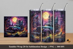 Haunted House Tumbler Wrap Sublimation Design 5 Product Image 1