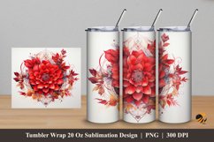 Floral Elegance Tumbler Wrap Sublimation Design 5 Product Image 1