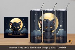 Cute Cat Tumbler Wrap Sublimation Design 5 Product Image 1