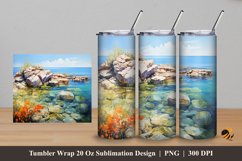 Beach Flowers Tumbler Wrap Sublimation Design 5 Product Image 1