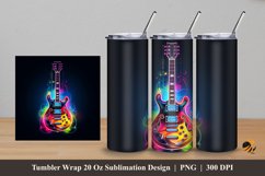 Colorful Guitar Tumbler Wrap Sublimation Design 5 Product Image 1