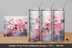 River Flower Tumbler Wrap Sublimation Design 5 Product Image 1