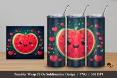 Cute Watermelon Tumbler Wrap Sublimation Design 5 Product Image 1