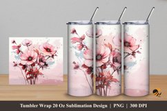 Pink Boquet Tumbler Wrap Sublimation Design 5 Product Image 1