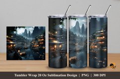 City Landscape Tumbler Wrap Sublimation Design 5 Product Image 1