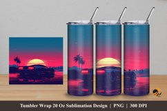 Car And Sunset Tumbler Wrap Sublimation Design 5 Product Image 1