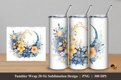 Moon Flower Tumbler Wrap Sublimation Design 5 Product Image 1