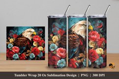 Eagle Flower Tumbler Wrap Sublimation Design 5 Product Image 1