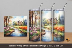 Lake House Tumbler Wrap Sublimation Design 5 Product Image 1