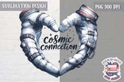 Valentine&#039;s Sublimation Design PNG Cute Space Astronauts Product Image 1