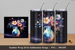 Beauty Vase And Flower Tumbler Wrap Sublimation Design 5 Product Image 1